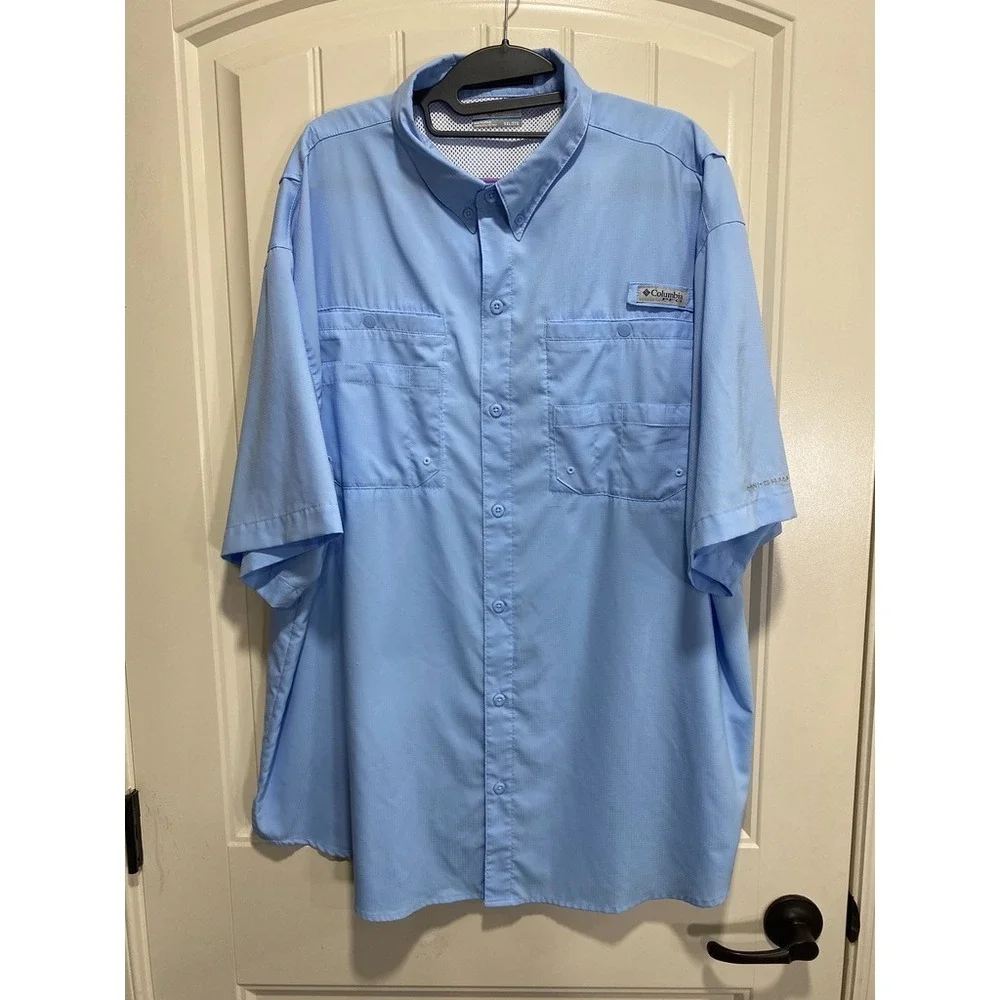 Columbia PFG Tamiami Shirt Men 2XL Fishing Omni Shade Vented Short Sleeve Button
